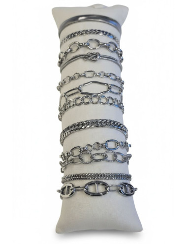 12 bracciali acciaio catena
