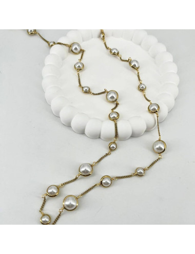 Collana lunga perle acciaio